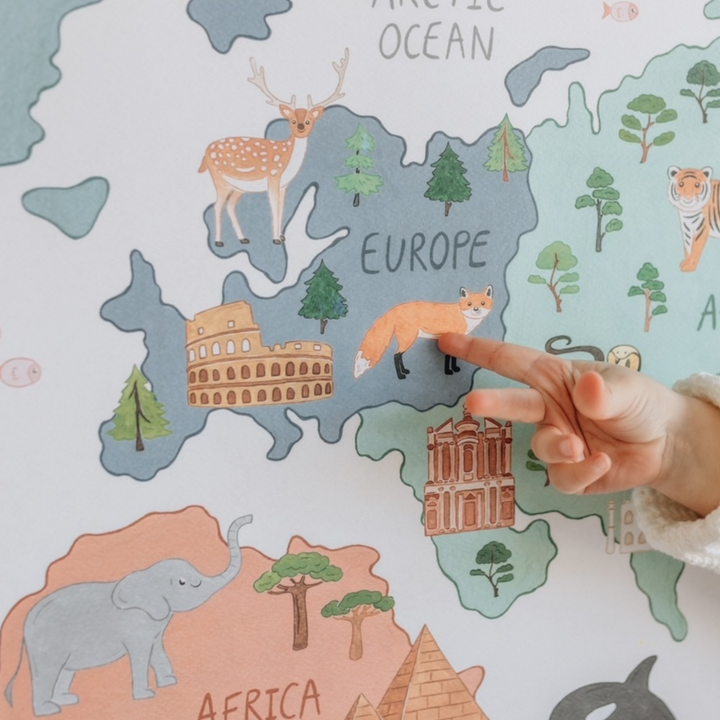 animal world map poster