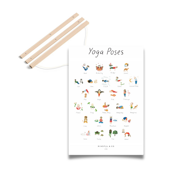 yoga posters wooden hanger