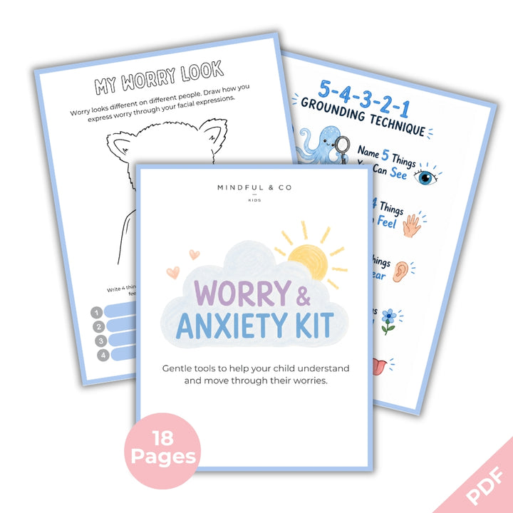 Worry & Anxiety Kit for Kids – Printable Calm-Down Activities & Parent Guide (Ages 4–10)