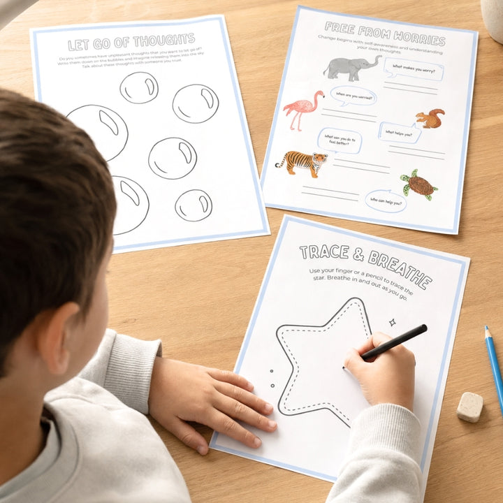 Worry & Anxiety Kit for Kids – Printable Calm-Down Activities & Parent Guide (Ages 4–10)